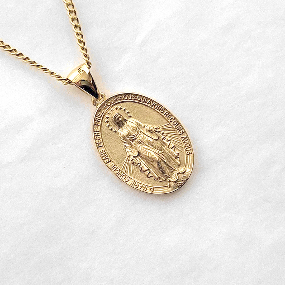 14k 18k gold women's virgin mary miraculous medal necklace 1 Medium