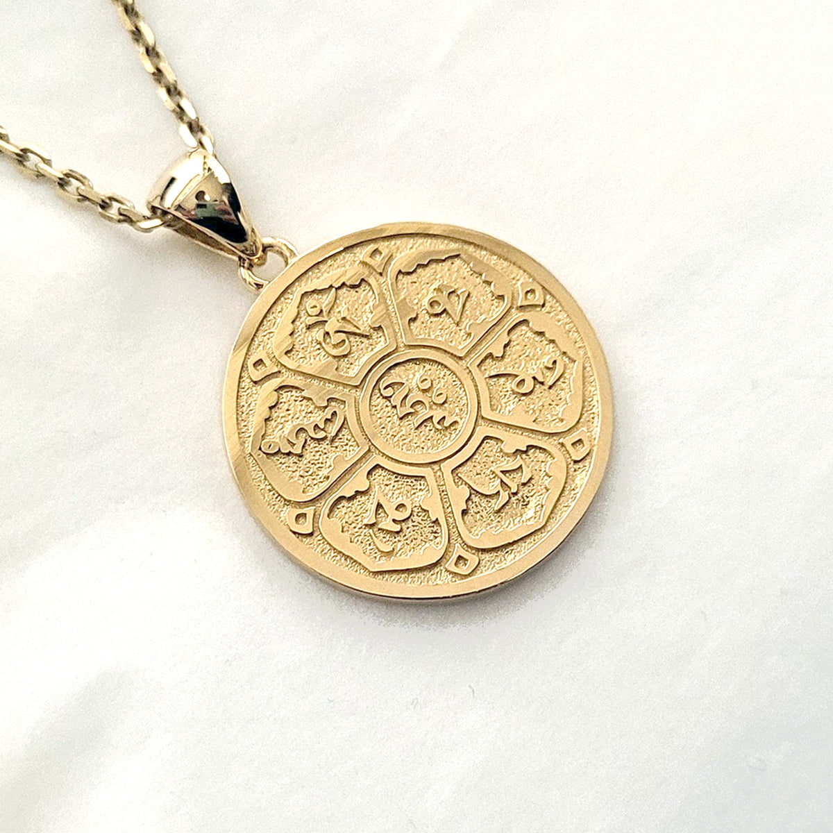 14k 18k gold women's men's om mani padme hum pendant necklace 2