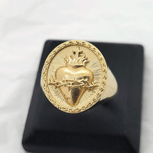 Load image into Gallery viewer, 14k 18k gold sacred heart of jesus ring for men and women
