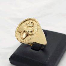 Load image into Gallery viewer, 14k 18k gold sacred heart of jesus ring for men and women
