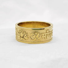 Load image into Gallery viewer, 14k 18k gold buddhist lotus om mani padme hum ring for men and women
