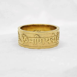 14k 18k gold buddhist lotus om mani padme hum ring for men and women