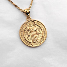 Load image into Gallery viewer, 14k 18k gold st Benedict medal necklace 1 Medium for men and women
