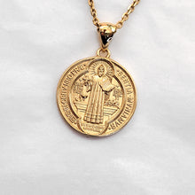 Load image into Gallery viewer, 14k 18k gold st Benedict medal necklace 1 Medium for men and women
