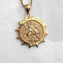 Load image into Gallery viewer, 14k 18k gold sun st george pendant necklace 2
