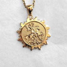 Load image into Gallery viewer, 14k 18k gold sun st george pendant necklace 2
