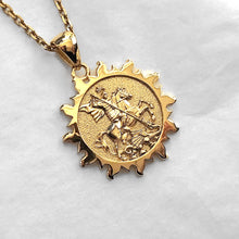 Load image into Gallery viewer, 14k 18k gold sun st george pendant necklace 2
