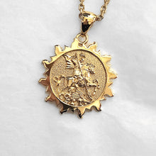 Load image into Gallery viewer, 14k 18k gold sun st george pendant necklace 2
