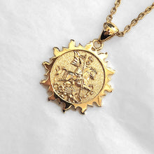 Load image into Gallery viewer, 14k 18k gold sun st george pendant necklace 2
