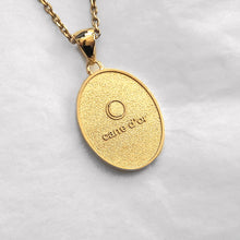 Load image into Gallery viewer, 14k 18k gold oval owl pendant necklace for men
