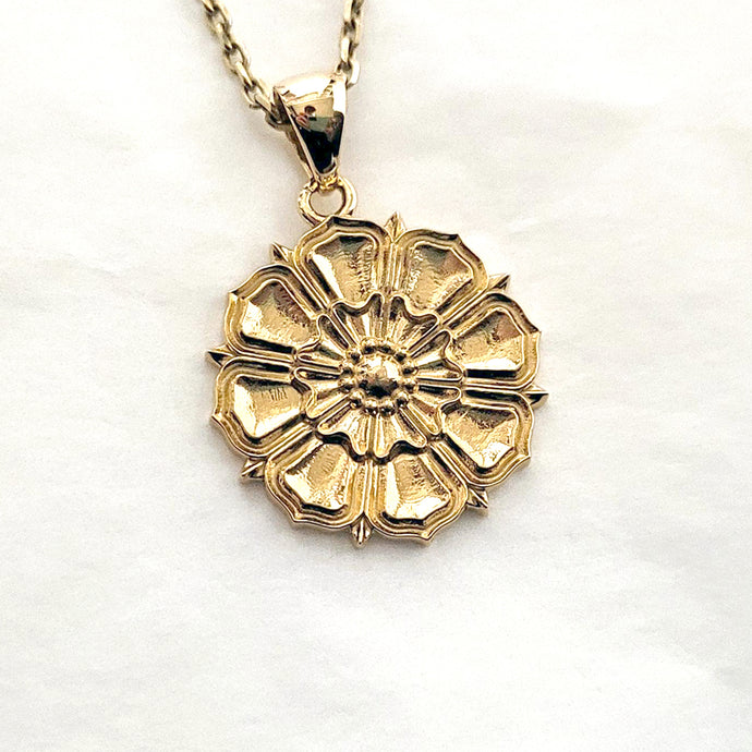 men's and women's lotus pendant necklace in 14k and 18k gold