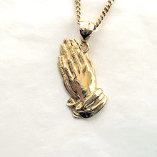 Load image into Gallery viewer, 14k 18k gold praying hands pendant necklace for men and women
