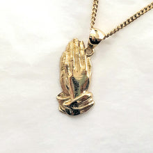 Load image into Gallery viewer, 14k 18k gold praying hands pendant necklace for men and women
