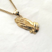 Load image into Gallery viewer, 14k 18k gold praying hands pendant necklace for men and women
