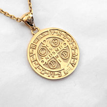 Load image into Gallery viewer, 14k 18k gold st benedict medal necklace 1 Large for men
