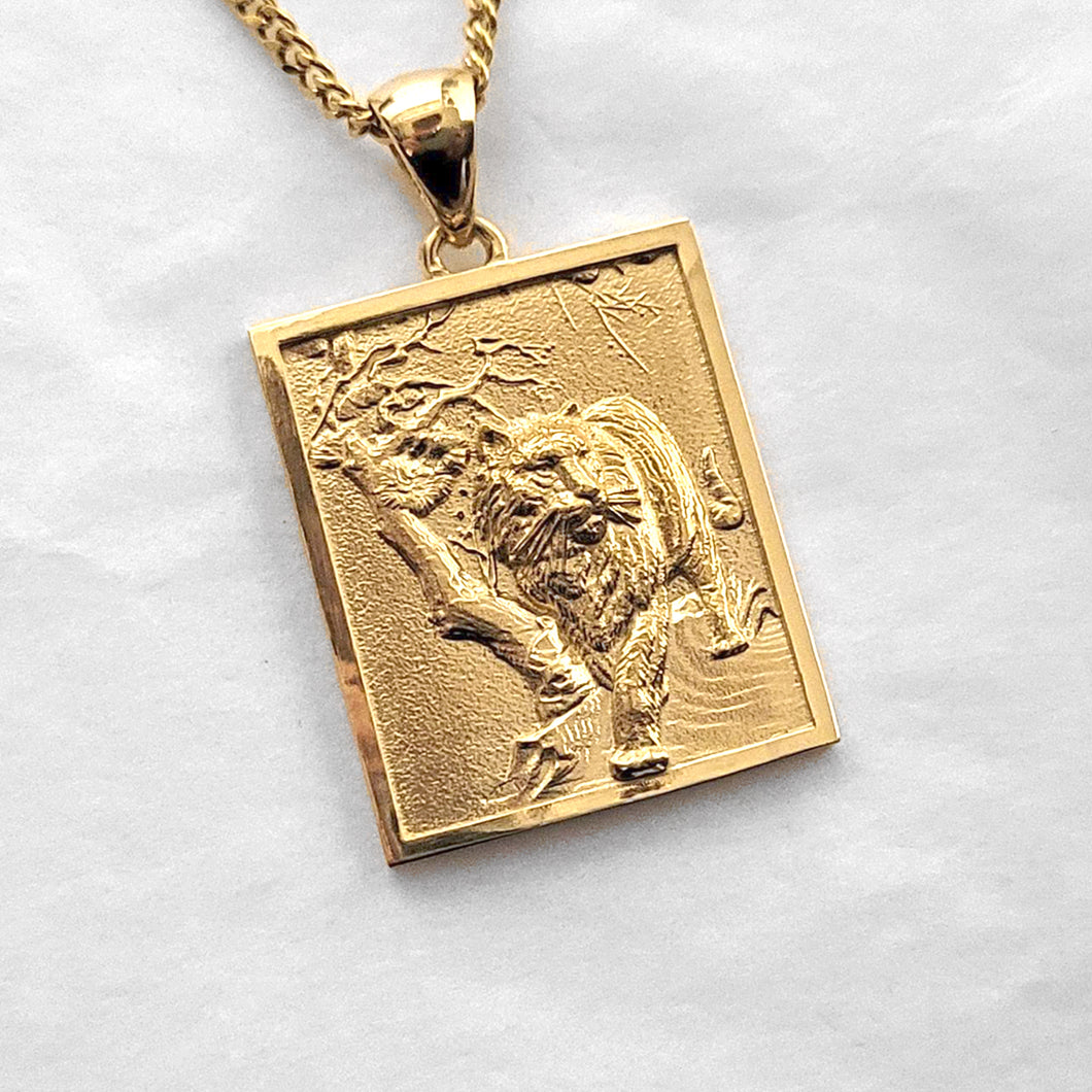 14k 18k gold tiger necklace pendant 2 for men