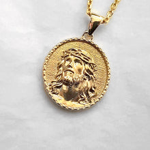 Load image into Gallery viewer, 14k 18k gold oval Jesus necklace pendant 1 for men and women
