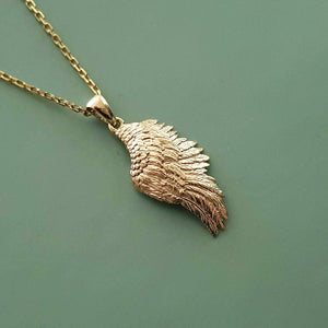 14k 18k gold angel wing pendant necklace 1 Medium