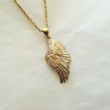 Load image into Gallery viewer, 14k 18k gold angel wing necklace pendant 1 Medium for women and men
