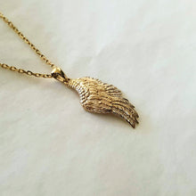 Load image into Gallery viewer, 14k 18k gold angel wing necklace pendant 1 Medium for women and men
