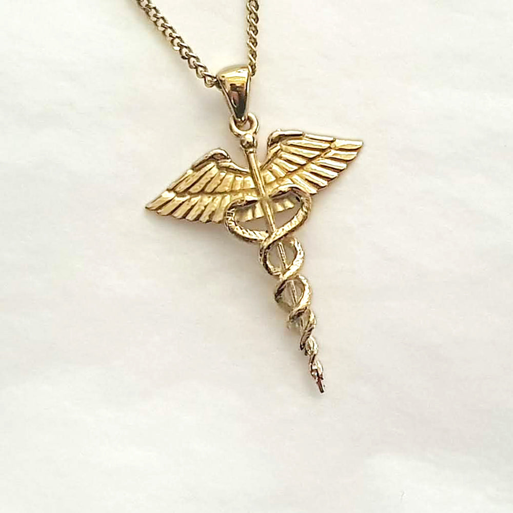 14k Solid Gold Pendant With Natural Ruby, Caduceus Necklace, Pesronalized Caduceus  Pendant, Caduceus Symbol of Medicine, Medical Pendant - Etsy