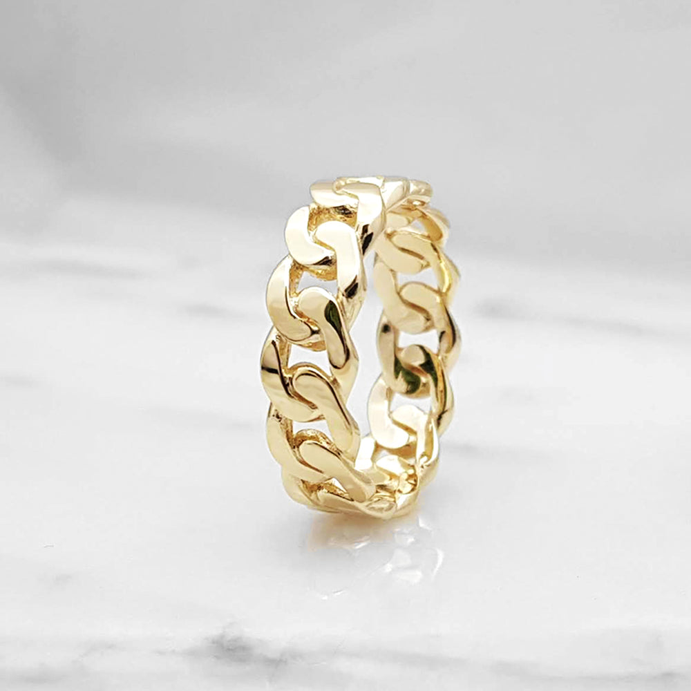 14k 18k gold chain ring 1 S 6mm mens womens ring