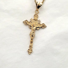 Load image into Gallery viewer, 14k 18k gold crucifix cross necklace pendant 3 Large 40mm for men
