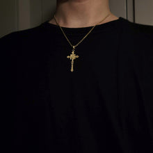 Load image into Gallery viewer, 14k 18k gold crucifix cross necklace pendant 3 Large 40mm for men
