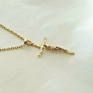 14k 18k gold crucifix cross necklace pendant 1 S 23mm womens necklace