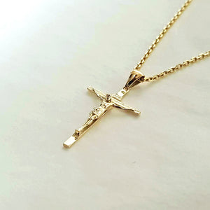 14k 18k gold crucifix cross necklace pendant 1 S 23mm womens necklace