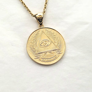 18k 14k gold men's eye of providence pendant necklace 1 Large