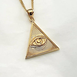 18k 14k gold triangle eye of providence necklace pendant 2 for women and men