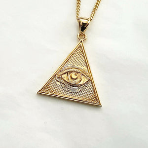 18k 14k gold triangle eye of providence necklace pendant 2 for women and men