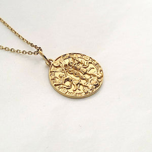 18k 14k gold zodiac Gemini necklace pendant for women