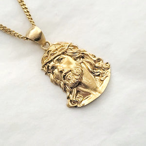 14k 18k gold Jesus necklace pendant 2 for men