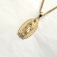 Load image into Gallery viewer, 18k 14k gold our lady of guadalupe virgin mary necklace pendant 6 for men and women
